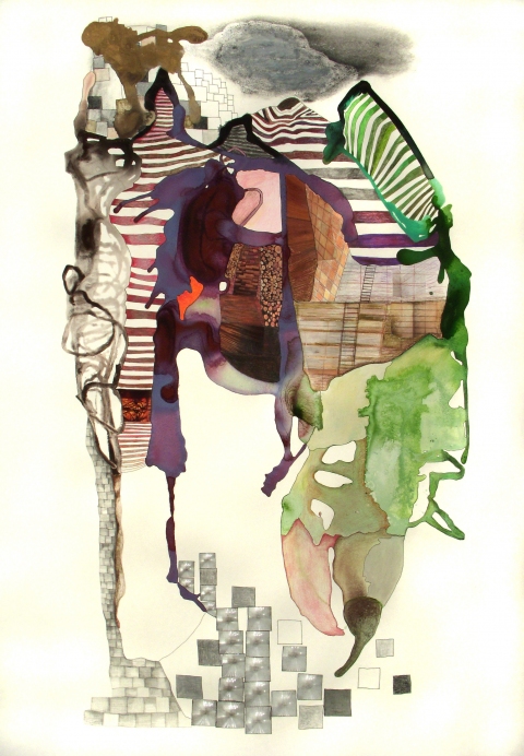"Drawing 1" Large Works on Paper Flashe paint, color pencil, ink , collage materials on Rives de Lin paper