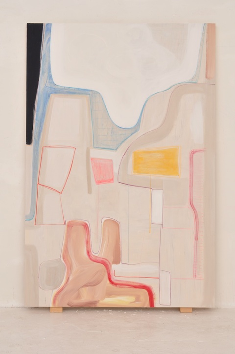 Somewhere Between Current Paintings Diatomaceous earth, gesso, Flashe paint, acrylic, ink, magic marker on wood panel