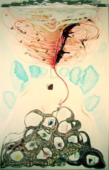 "Butterflies" Past Works Flashe paint, color pencil, ink, collage on Rives BFK paper on stretched linen