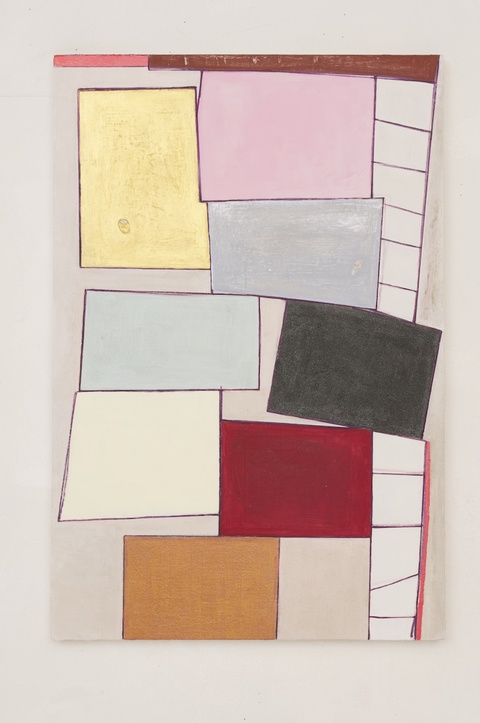 Pile Up Small Paintings Diatomaceous earth, gesso, Flashe paint, acrylic, ink, magic marker on wood panel