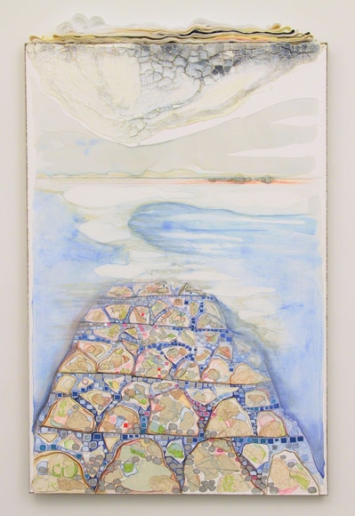 "Life is Elsewhere" Past Works Flashe paint, PVA, gesso, collage material on Rives BFK paper on stretched linen