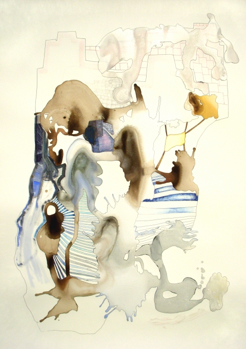 "Drawing 3" Large Works on Paper Flashe paint, color pencil, ink, collage on Rives de Lin paper