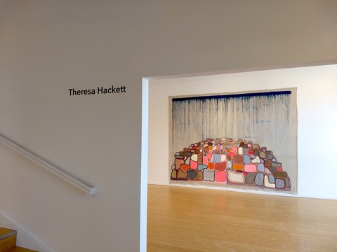 The Mound Where Everything Goes Installations of Exhibitions Flashe Paint, marker, burlap, on canvas