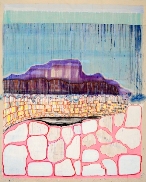 Out West 2019 Large Paintings Flashe paint, marker, acrylic, burlap on canvas