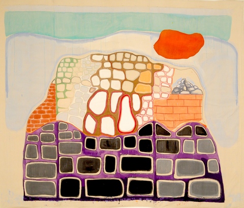 The Mound Where Everything Goes 2019 Large Paintings Flashe paint, marker, acrylic, burlap on canvas