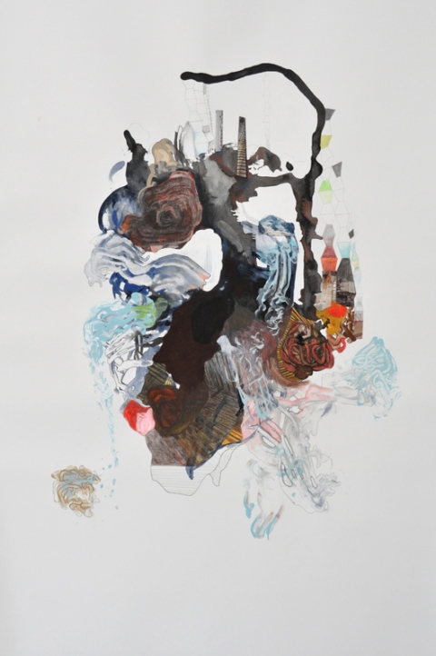 "Tomorrow" Large Works on Paper Ink, color pencil, pencil, Flashe paint on BFK paper