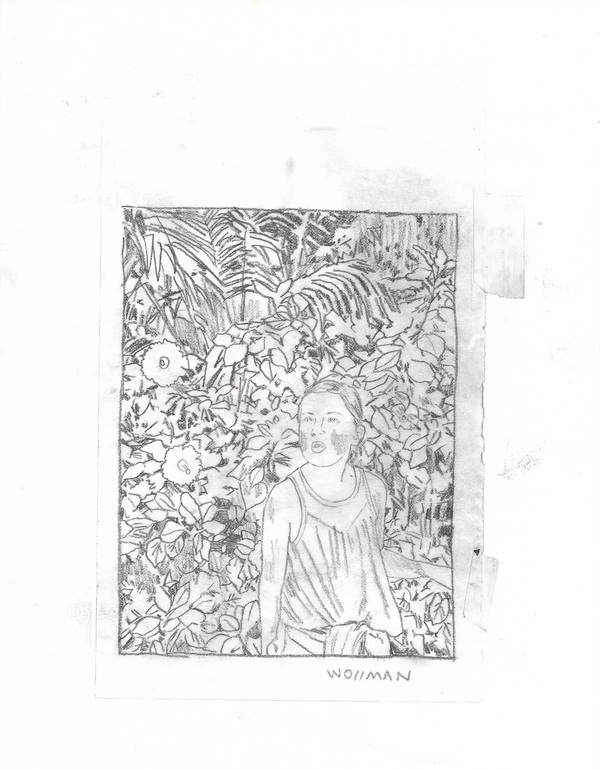 Madilyn in the butterfly garden TIFFANY WOLLMAN 2017 Pencil on paper