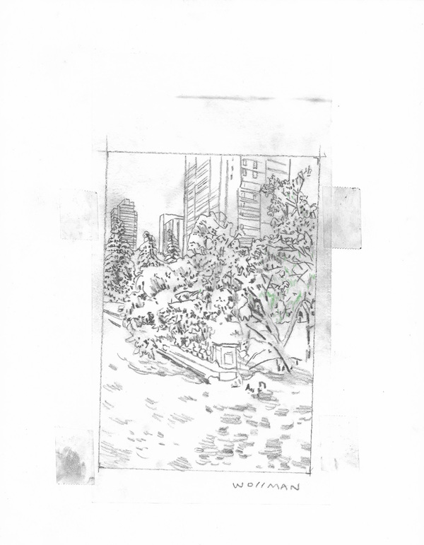 Early snow in the park TIFFANY WOLLMAN 2018 Pencil and pencill crayon on paper