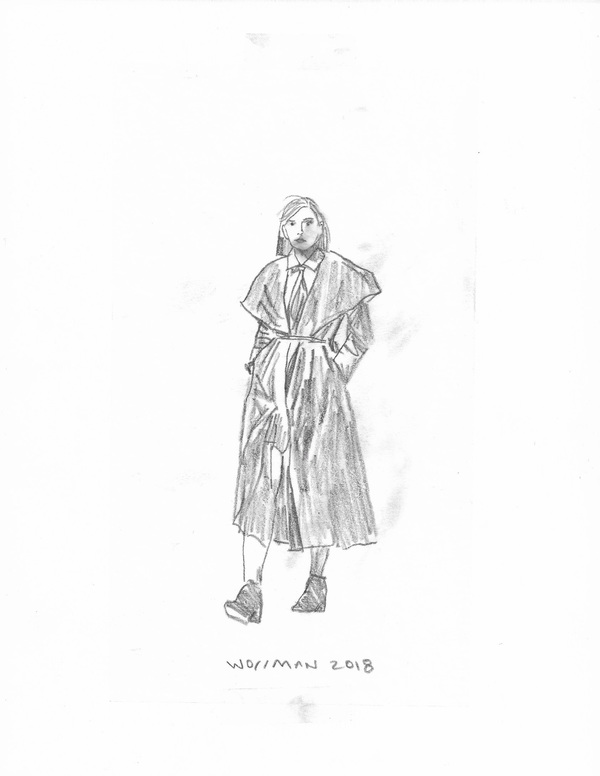 fashion show look 2 TIFFANY WOLLMAN 2018 Pencil on paper