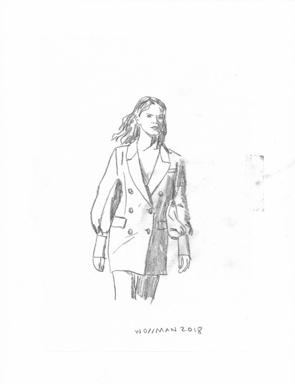 fashion show look 3 TIFFANY WOLLMAN 2018 Pencil on paper