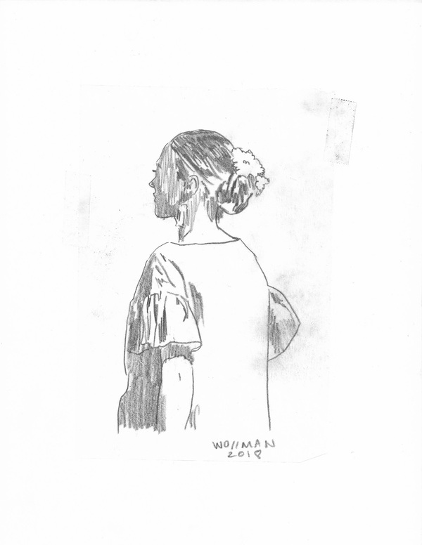 fashion show look 9 TIFFANY WOLLMAN 2018 Pencil on paper