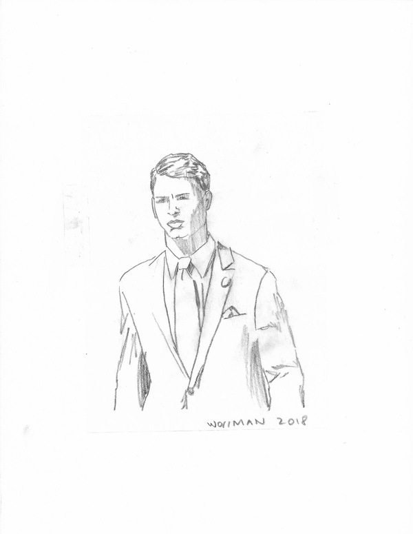 fashion show look 14 TIFFANY WOLLMAN 2018 Pencil on paper