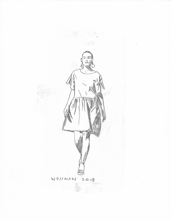 fashion show look 12 TIFFANY WOLLMAN 2018 Pencil on paper