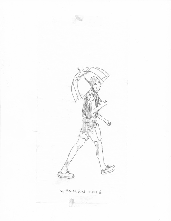 fashion show look 17 TIFFANY WOLLMAN 2018 Pencil on paper