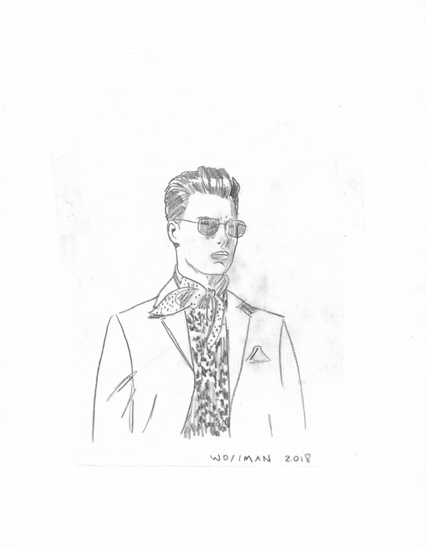 fashion show look 15 TIFFANY WOLLMAN 2018 Pencil on paper