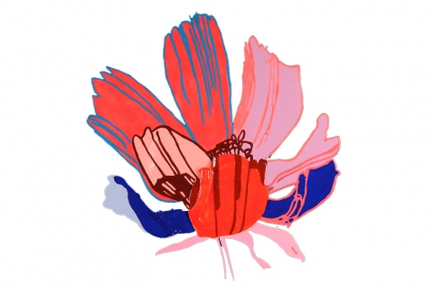 Super Flower TIFFANY WOLLMAN 2012 Resin on house, spray and acrylic paint on handcut wood panel