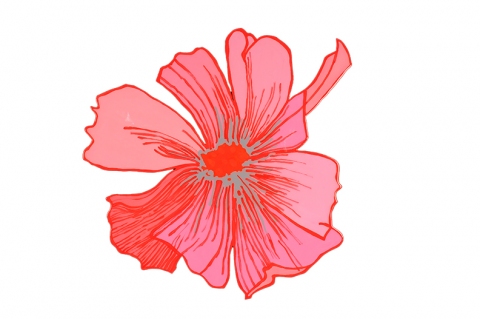Red and pink flower TIFFANY WOLLMAN 2012 Resin on house, spray and acrylic paint on handcut wood panel