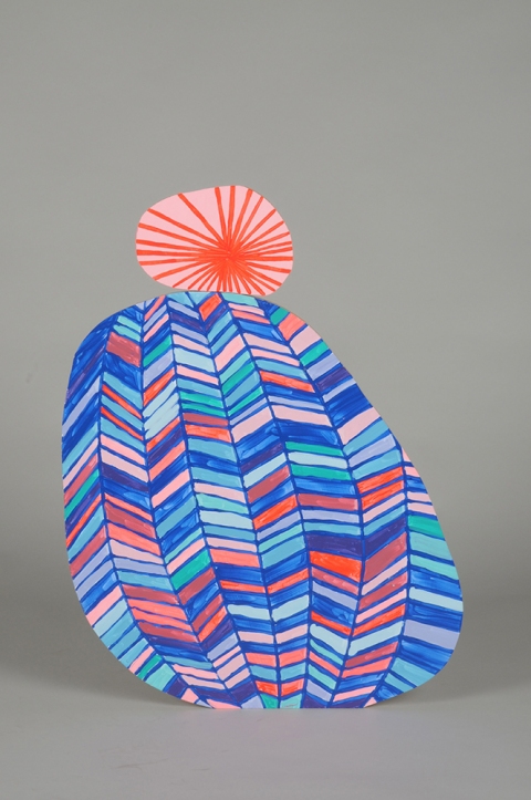 Blue Cactus TIFFANY WOLLMAN 2011 Acrylic latex and flourescent paint on hand cut wood