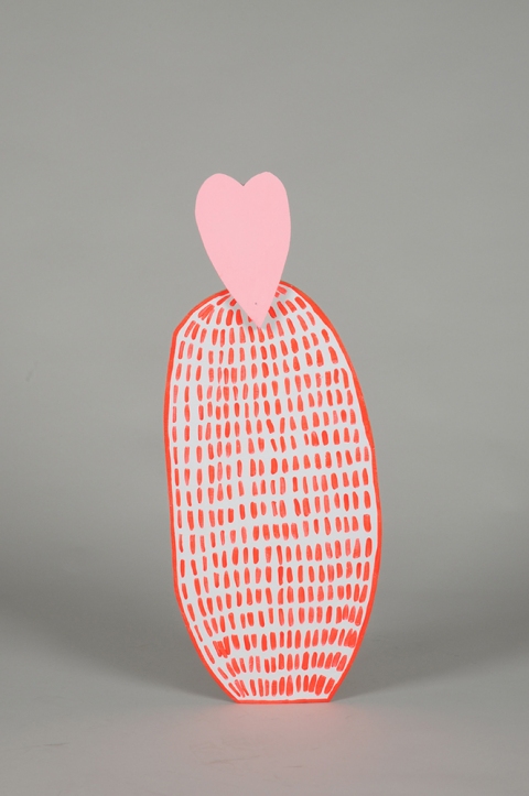 Little Pink Cactus TIFFANY WOLLMAN 2011 Acrylic latex and flourescent paint on hand cut wood