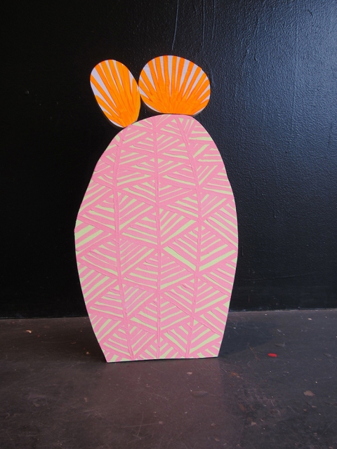 Sunshine Cactus TIFFANY WOLLMAN 2011 Acrylic latex and flourescent paint on hand cut wood