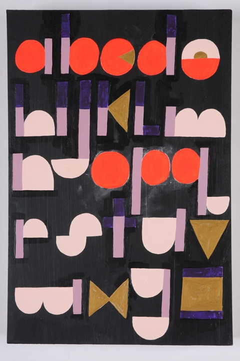 FG TIFFANY WOLLMAN 2010 Acrylic latex, metallic and flourescent paint on chalk board paint on wood