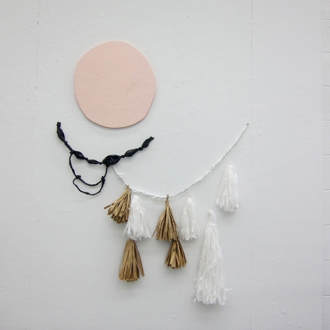 Celebrate TIFFANY WOLLMAN 2011 Acrylic latex on hand cut wood, garbage bags, grocery bags and paper bags on wall