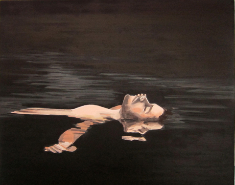 Man floating in black TIFFANY WOLLMAN 2015 Oil on canvas