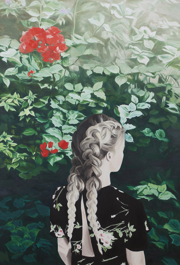 Girl With Braids In Her Hair TIFFANY WOLLMAN 2016 Oil on canvas