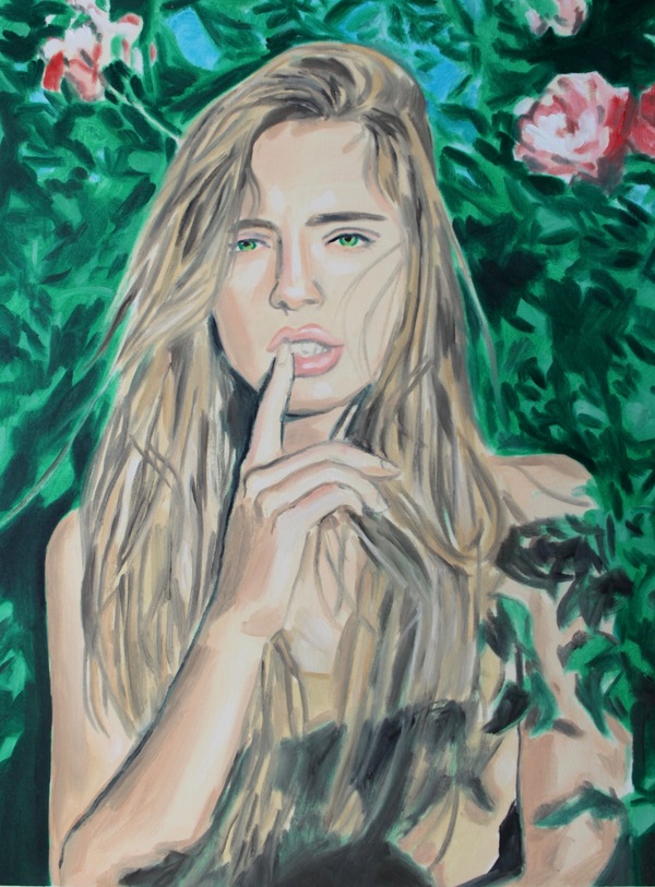 Hiding in the bushes TIFFANY WOLLMAN 2017 Oil on canvas paper