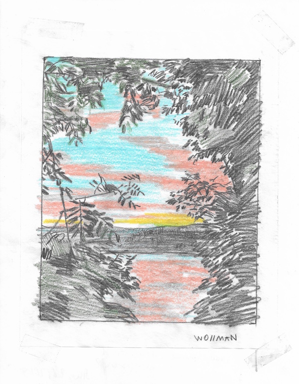 Diamond's BC sunset TIFFANY WOLLMAN 2019 Pencil and pencil crayon on paper