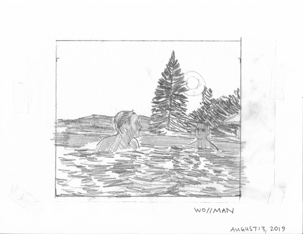 hot tub with friends TIFFANY WOLLMAN 2019 Pencil on paper