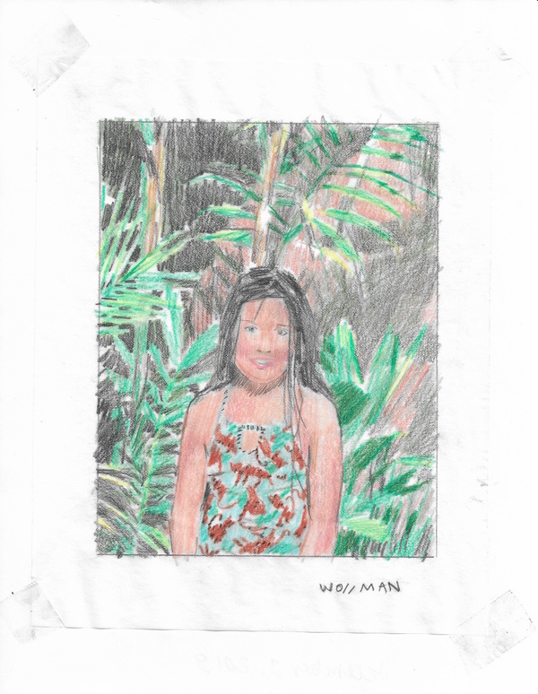 Figure and foliage TIFFANY WOLLMAN 2019 Pencil and pencil crayon on paper