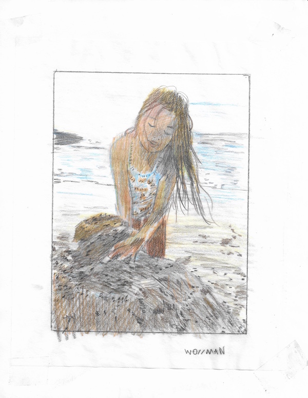 Building castles in the late afternoon I TIFFANY WOLLMAN 2019 Pencil and pencil crayon on paper