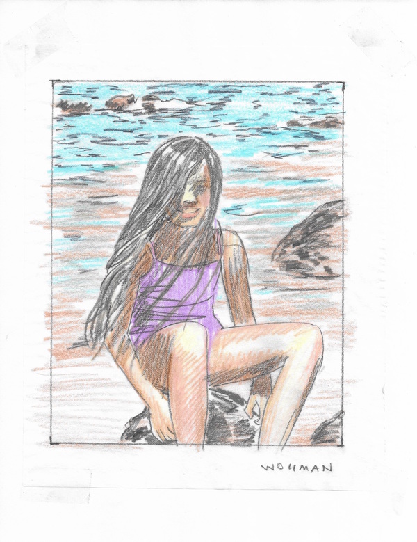 Beach hair TIFFANY WOLLMAN 2019 Pencil and pencil crayon on paper