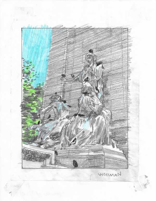 Concrete figures II TIFFANY WOLLMAN 2019 Pencil and pencil crayon on paper