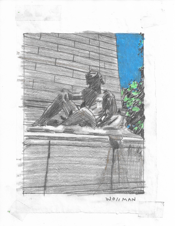 Concrete figures I TIFFANY WOLLMAN 2019 Pencil and pencil crayon on paper
