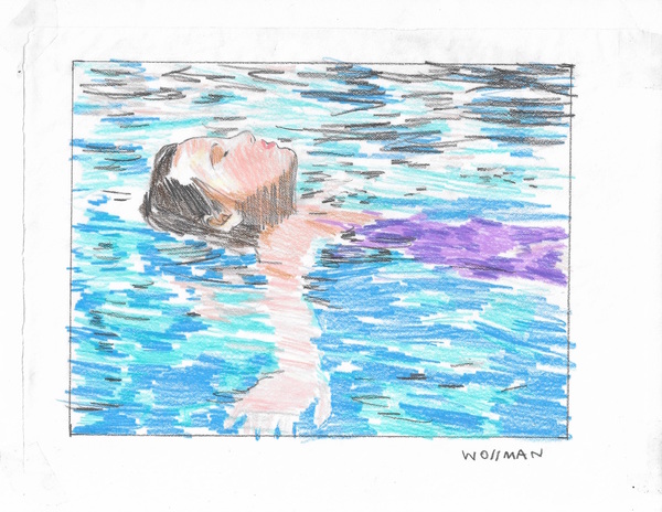 Floating Madilyn TIFFANY WOLLMAN 2019 Pencil and pencil crayon on paper