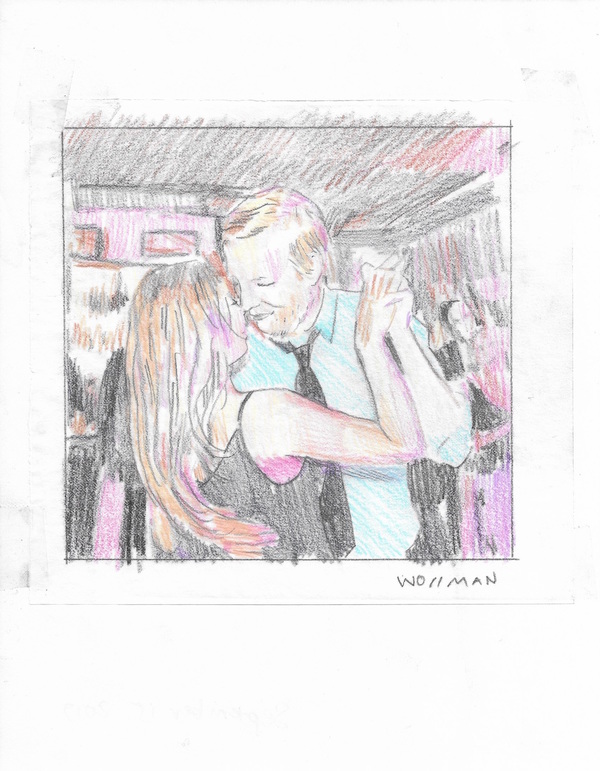 Wedding dancers I TIFFANY WOLLMAN 2019 Pencil and pencil crayon on paper