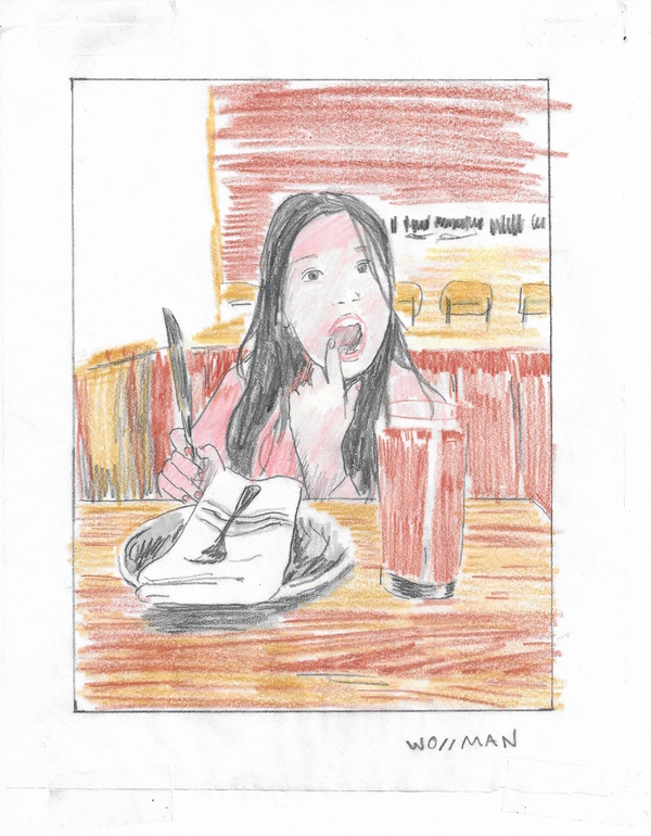 Dining Reflections III TIFFANY WOLLMAN 2019 Pencil and pencil crayon on paper