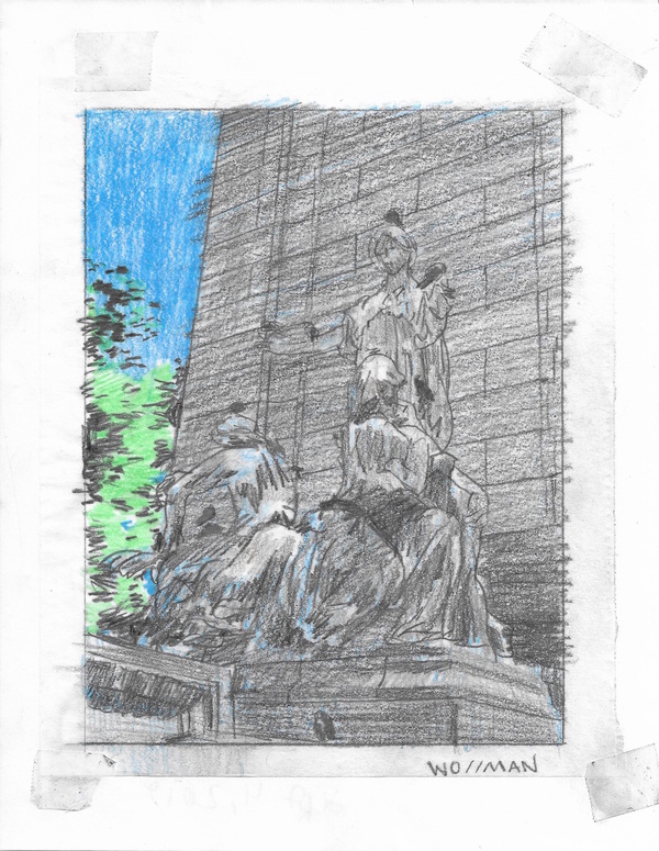 Concrete figures III TIFFANY WOLLMAN 2019 Pencil and pencil crayon on paper