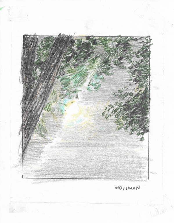 Creeping moon across the sky TIFFANY WOLLMAN 2019 Pencil and pencil crayon on paper