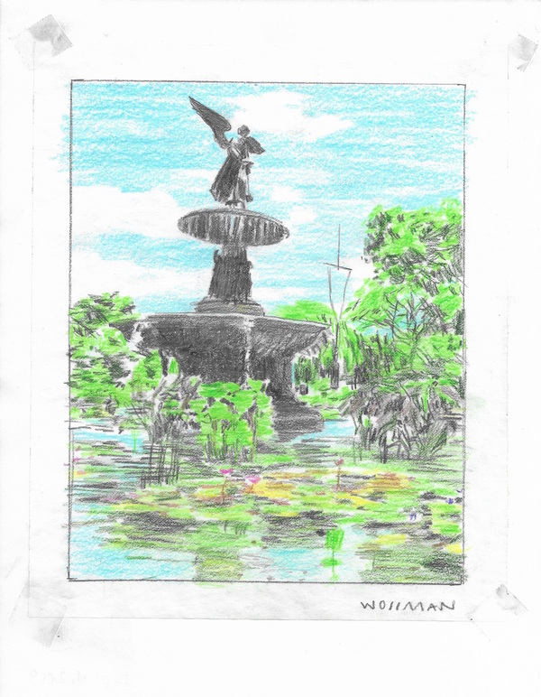 Park angel I TIFFANY WOLLMAN 2019 Pencil and pencil crayon on paper