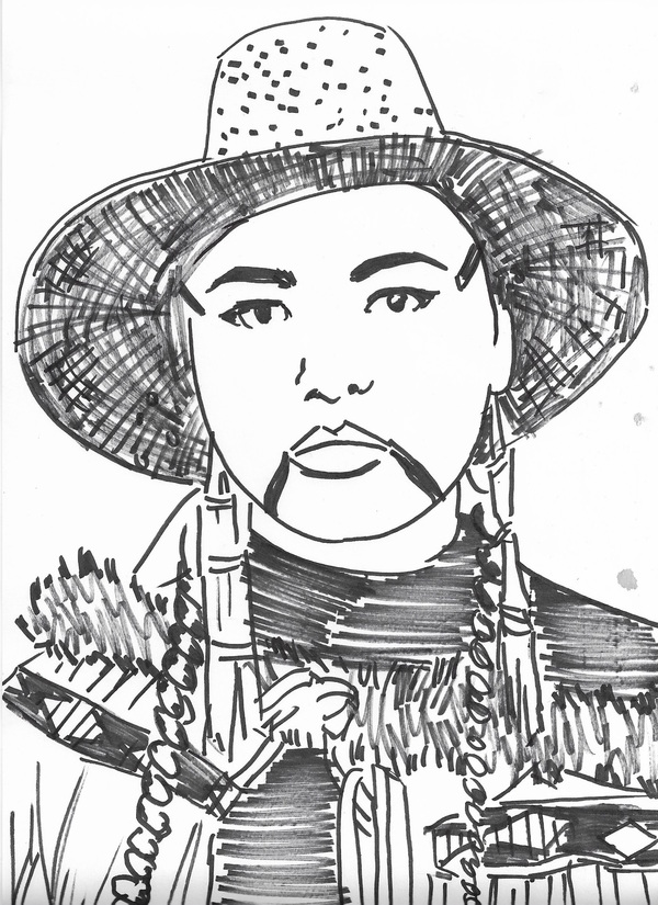 Land defender II TIFFANY WOLLMAN 2020 Sharpie marker on paper - source imagery social media