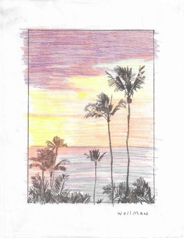 Purple and orange sunset TIFFANY WOLLMAN 2020 Pencil and pencil crayon on paper