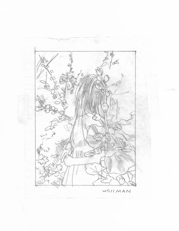 Madilyn among the Hollyhock ll TIFFANY WOLLMAN 2019 Pencil on paper