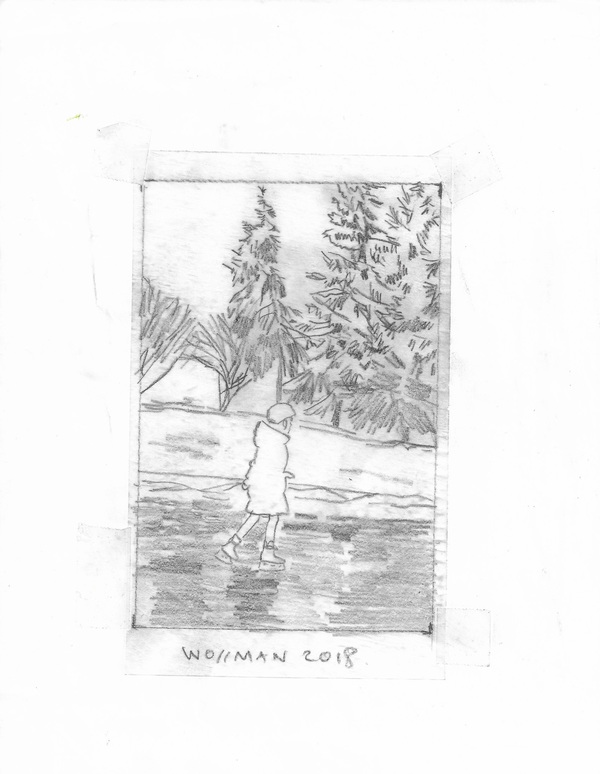 Madilyn skating in the park TIFFANY WOLLMAN 2018 Pencil on paper