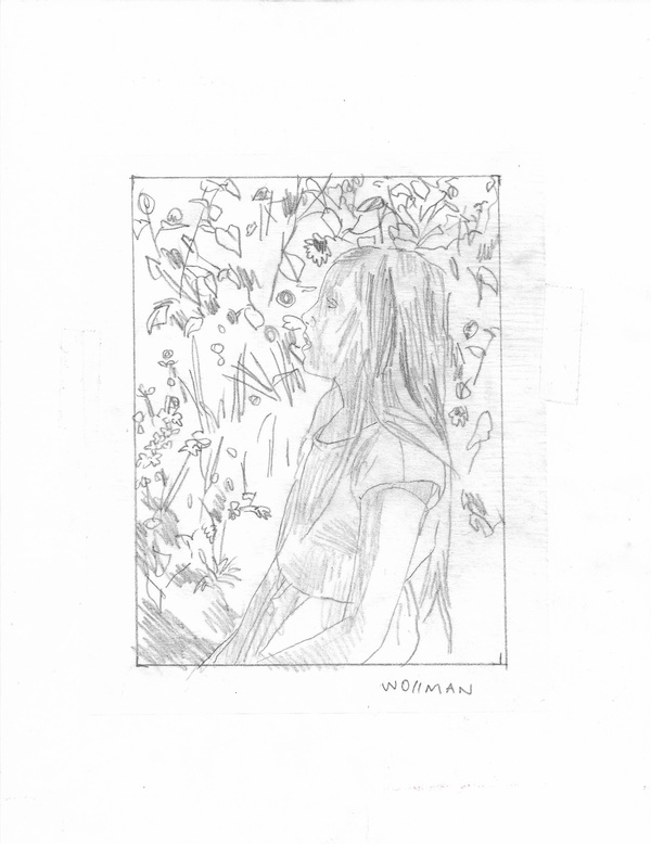 Madilyn in the garden TIFFANY WOLLMAN 2019 Pencil on paper