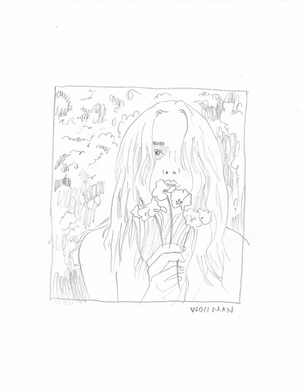 Hiding behind flowers and hair TIFFANY WOLLMAN 2018 Pencil on paper