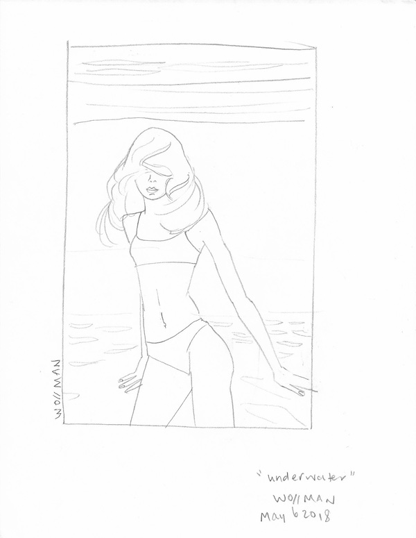 Underwater TIFFANY WOLLMAN 2018 Pencil on paper