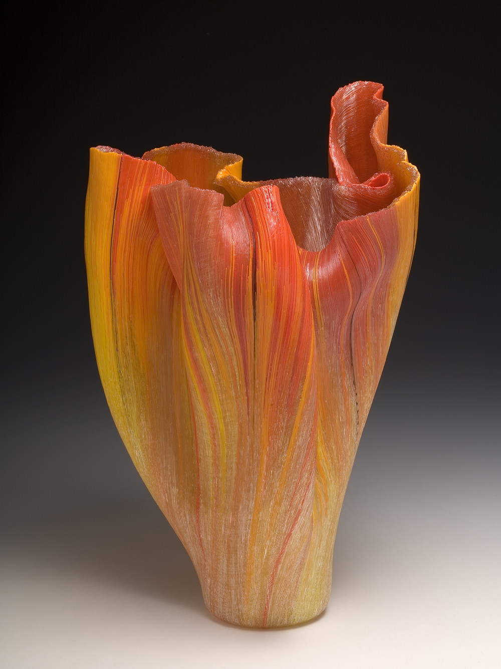 Focolare Toots Zynsky Recent Works Filet-de-Verre Fused and thermo formed colored glass threads